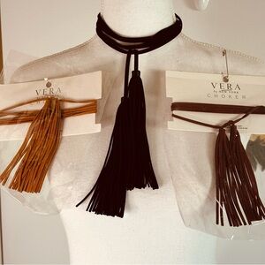 Choker Women’s Suede Tassel! Your choice choose 1!  Black, Burgundy, Tan!